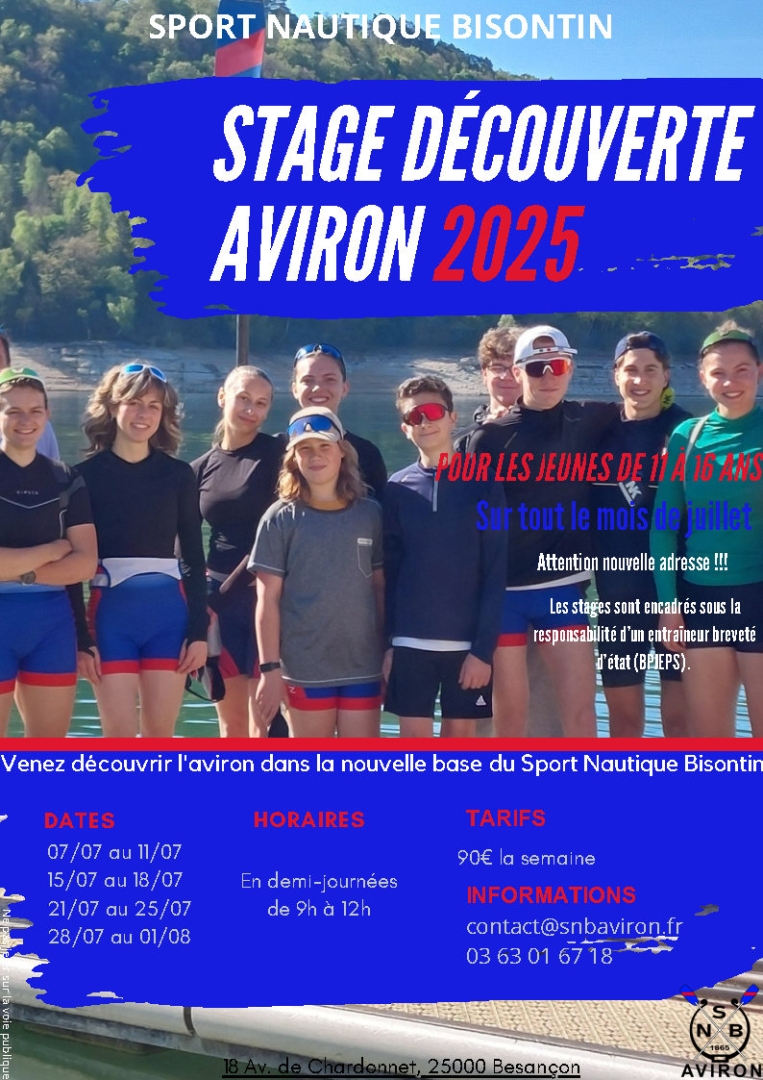 Aviron - stages été 2025
