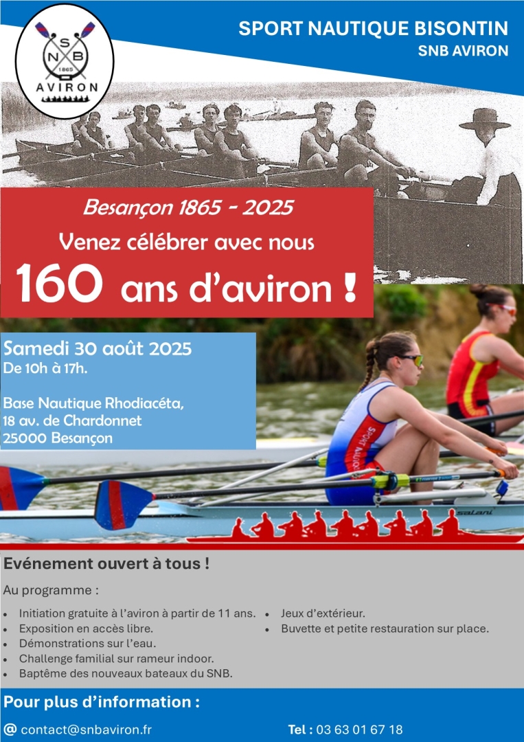 Aviron : le SNB fête ses 160 ans!